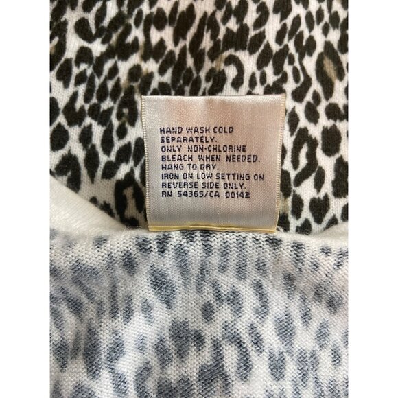 Vintage Allison Daley  Cardigan Sweater S Leopard Print Y2K Retro Glam Mob Wife - Picture 5 of 7